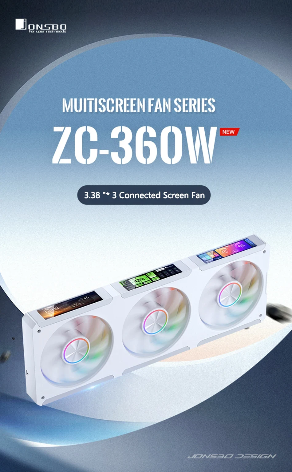 Fan Jonsbo ZC-360W Triple Pack - White - ARGB - New