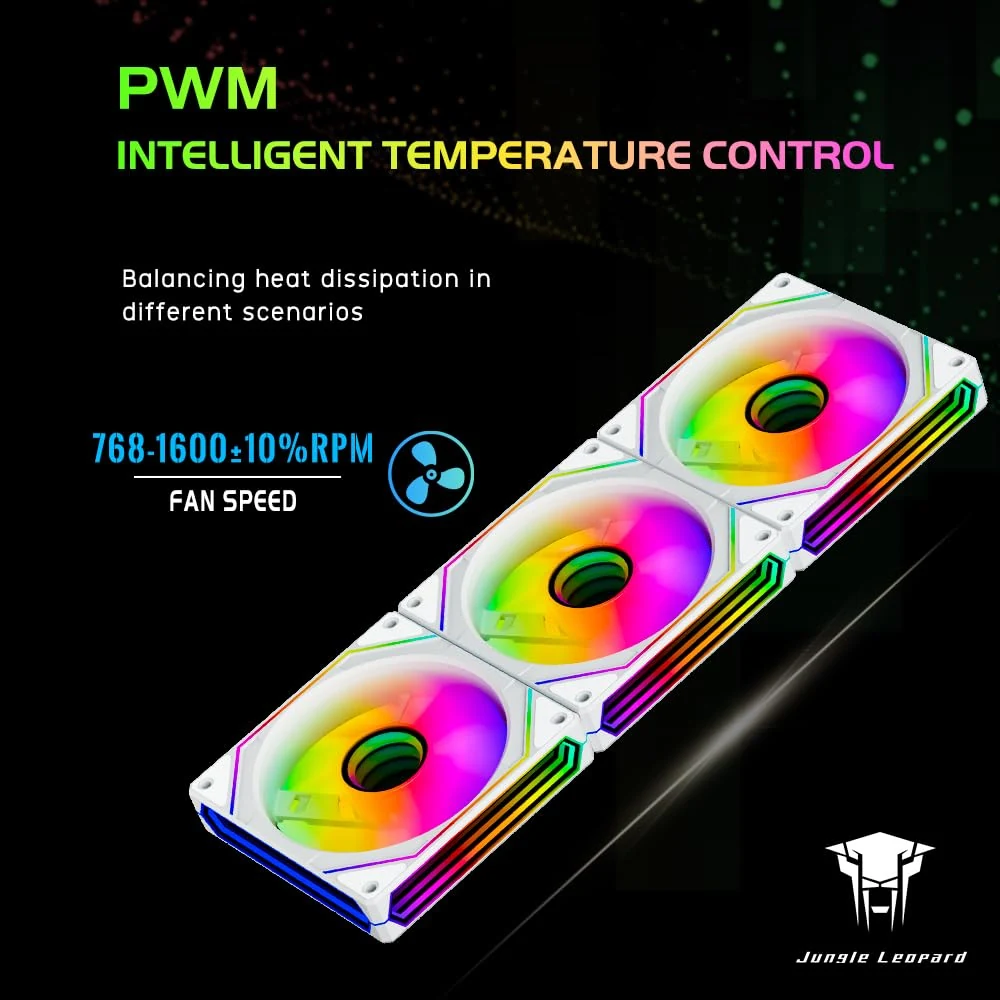 Fan Jungle Leopard Prism 6Pro 120mm Reverse Blade - White - ARGB - New