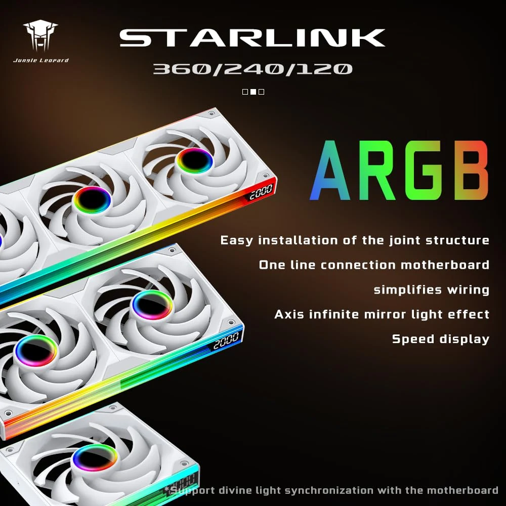 Fan Jungle Leopard Starlink 360 Triple Pack Reverse Blade - White - ARGB - New