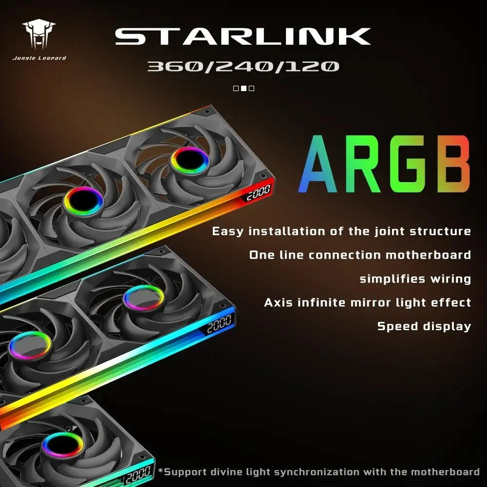 Fan Jungle Leopard Starlink Infinite Mirror 360 Triple Pack Reverse Blade - White - ARGB - New