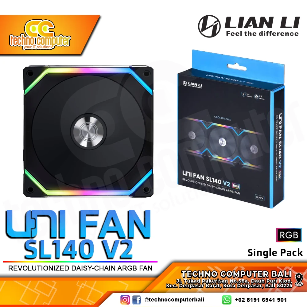 Fan LIAN LI UNI FAN AL140 V2 Single Pack - Black - ARGB - New