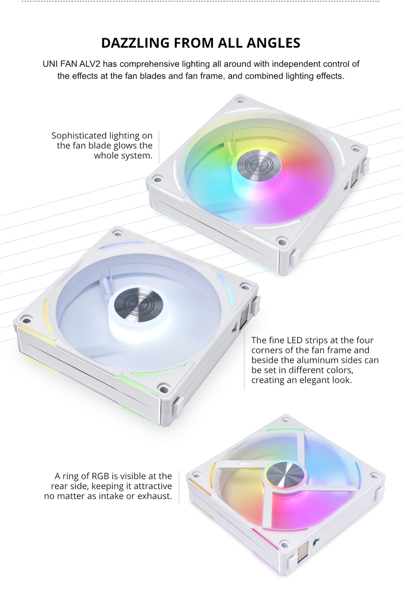 Fan LIAN LI UNI FAN AL140 V2 Single Pack - White - ARGB - New