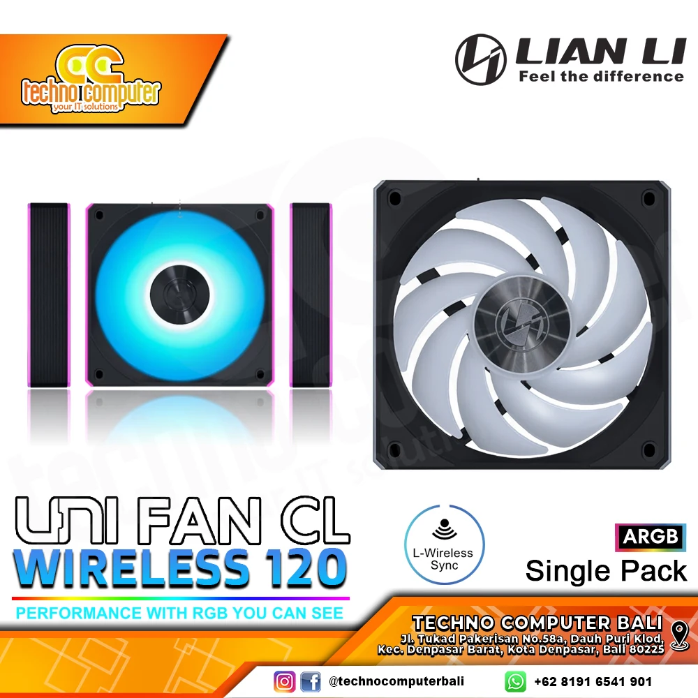 Fan LIAN LI UNI FAN CL Wireless 120 Single Pack - Black - ARGB - New