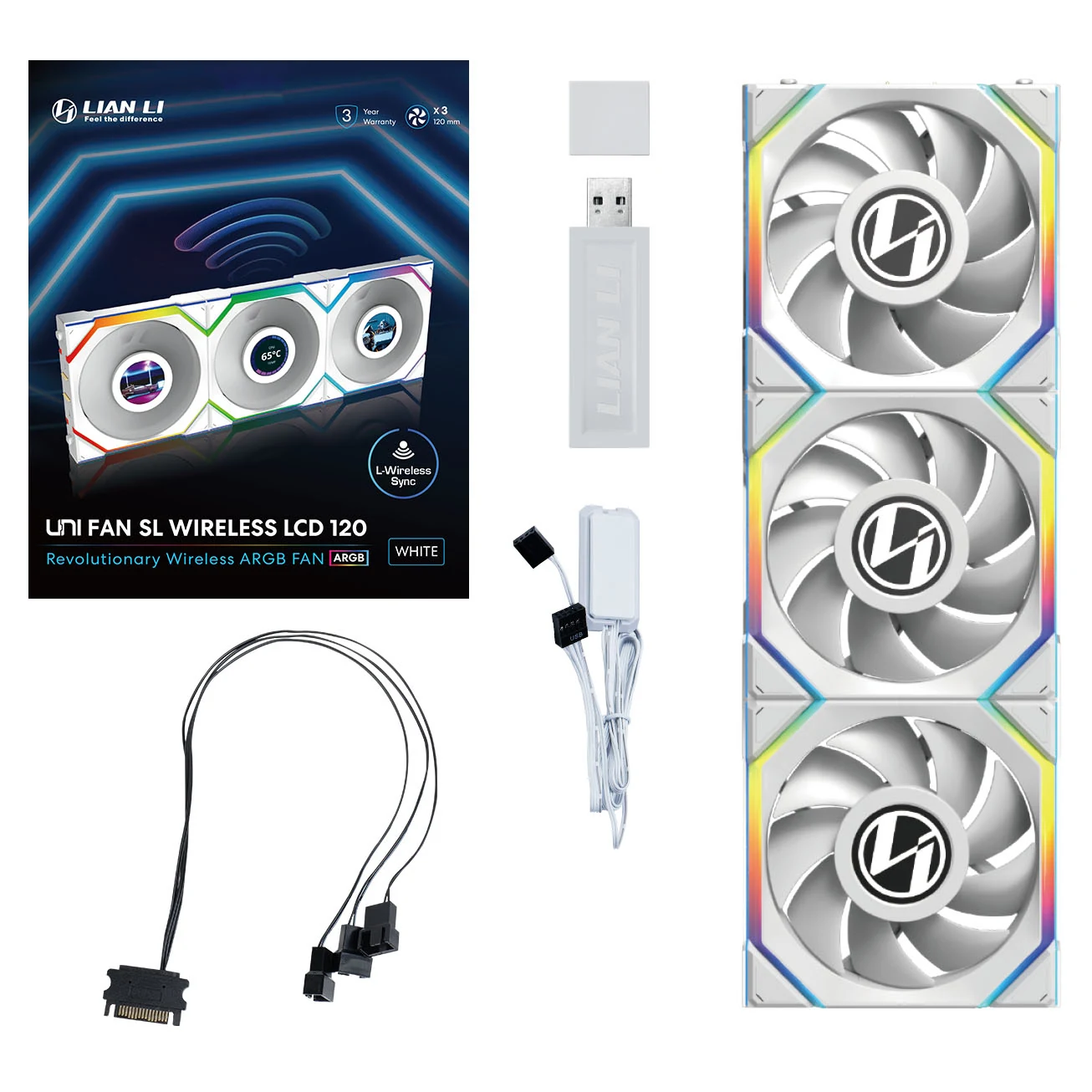 Fan LIAN LI UNI FAN CL Wireless 120 Single Pack - White - ARGB - New