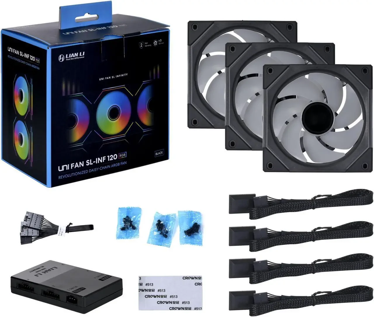 Fan LIAN LI UNI FAN SL-INF 120 Reverse Blade Single Pack - Black - ARGB - New