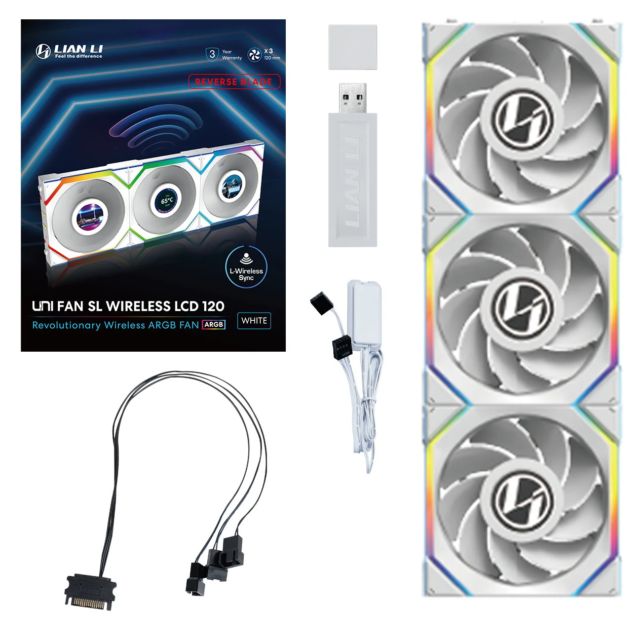 Fan LIAN LI UNI FAN SL-INF 120 Triple Pack - White - ARGB - New