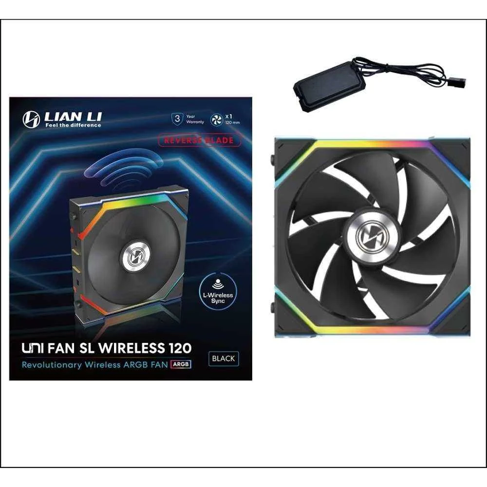 Fan LIAN LI UNI FAN SL Wireless 120 Reverse Blade Single Pack - Black - ARGB - New