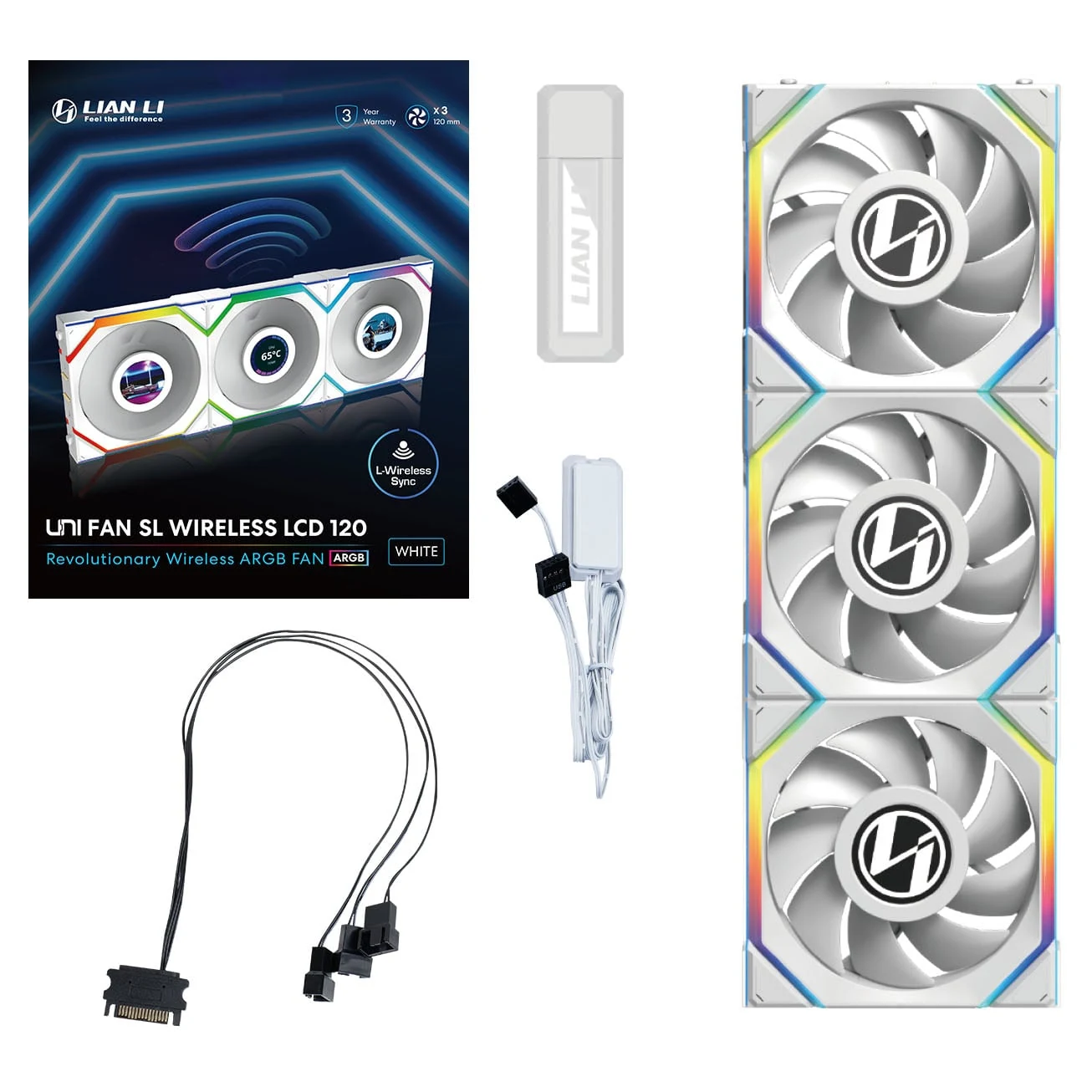 Fan LIAN LI UNI FAN SL Wireless 120 Triple Pack - White - ARGB - New