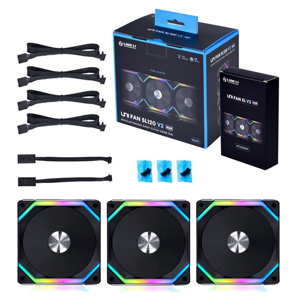 Fan LIAN LI UNI FAN SL120 V2 Triple Pack - Black - ARGB - New