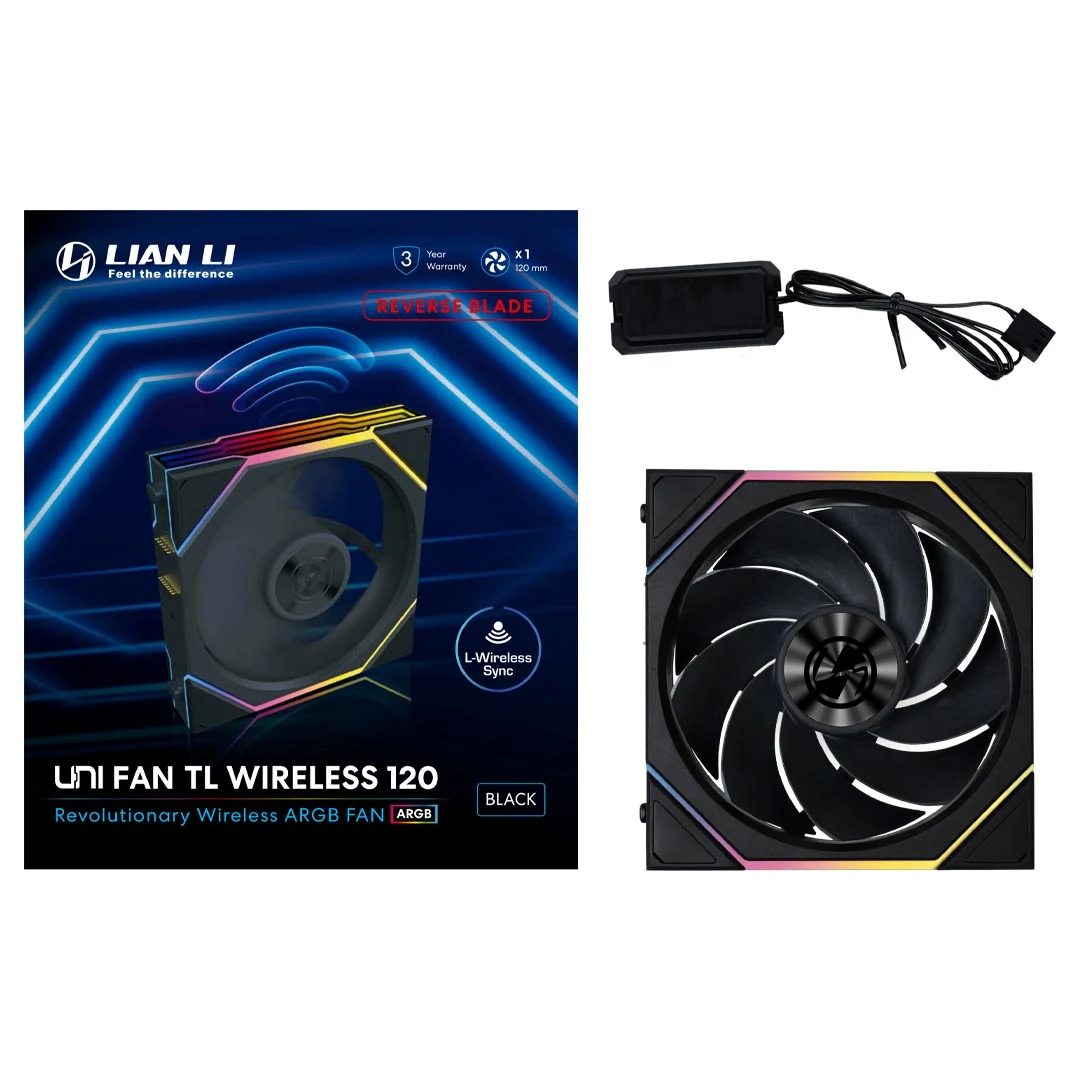 Fan LIAN LI UNI FAN TL 120 Reverse Blade Single Pack - Black - ARGB - New