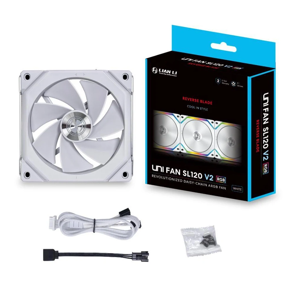 Fan LIAN LI UNI FAN TL 120 Reverse Blade Single Pack - White - ARGB - New