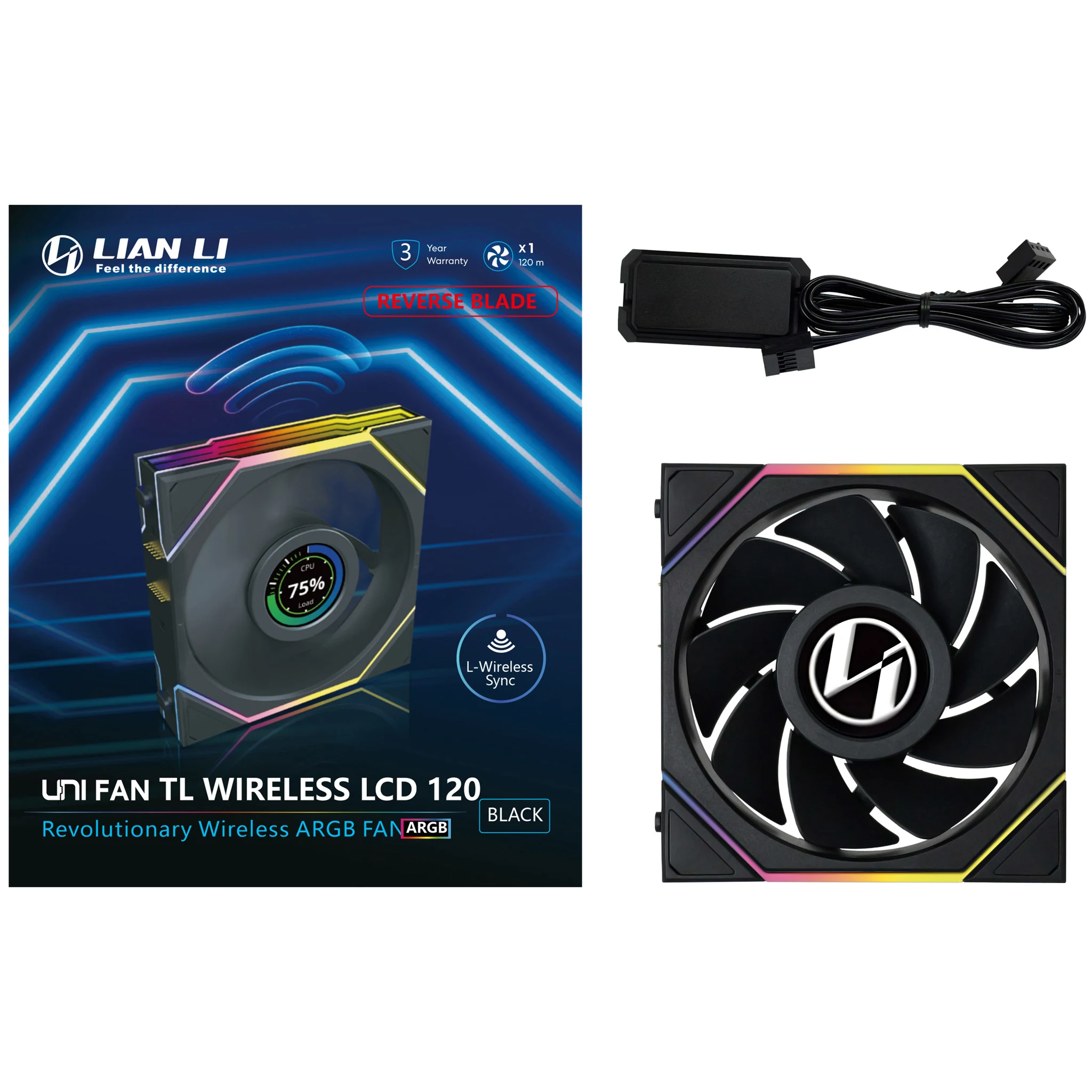 Fan LIAN LI UNI FAN TL 120 Single Pack - Black - ARGB - New