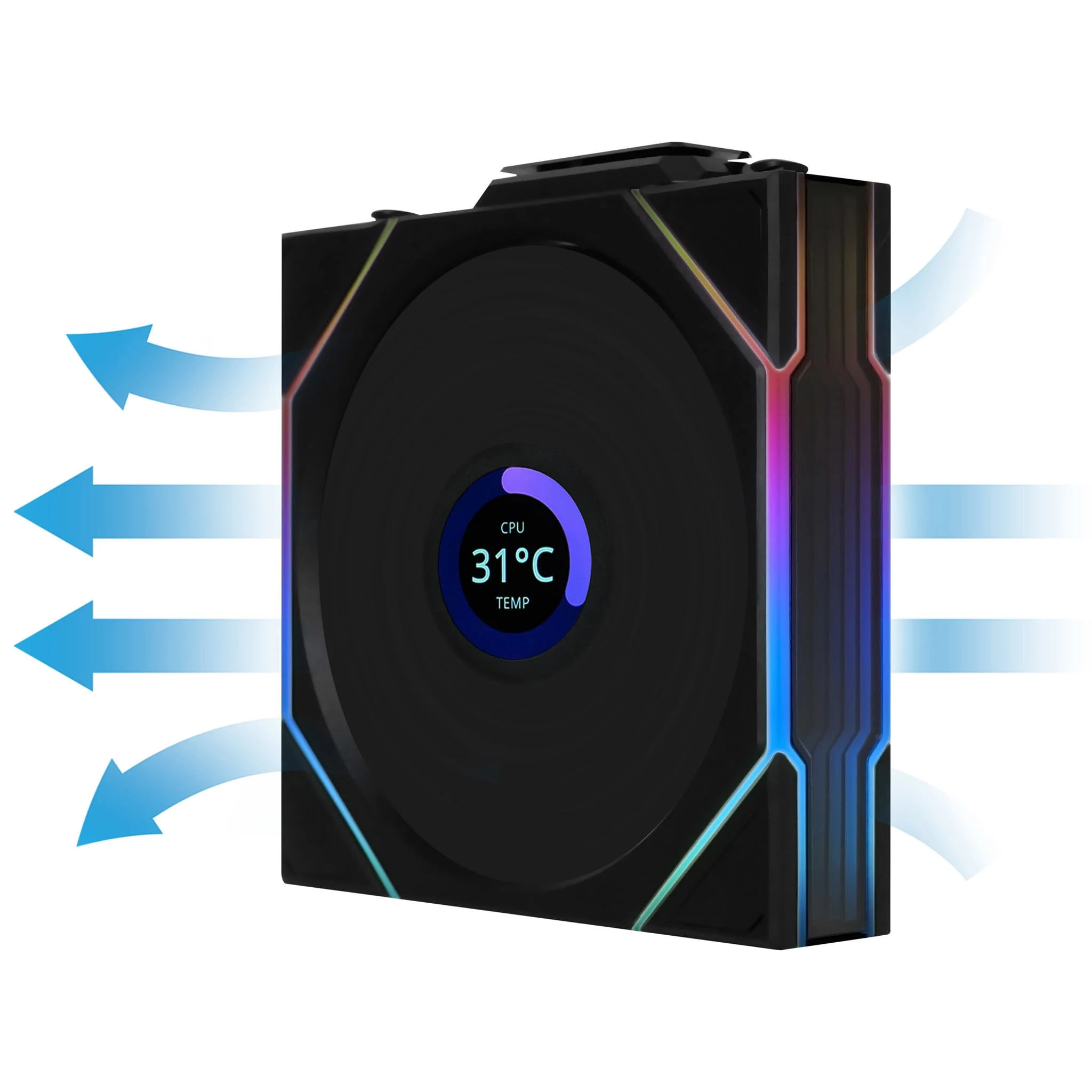 Fan LIAN LI UNI FAN TL LCD 120 Single Pack - Black - ARGB - New