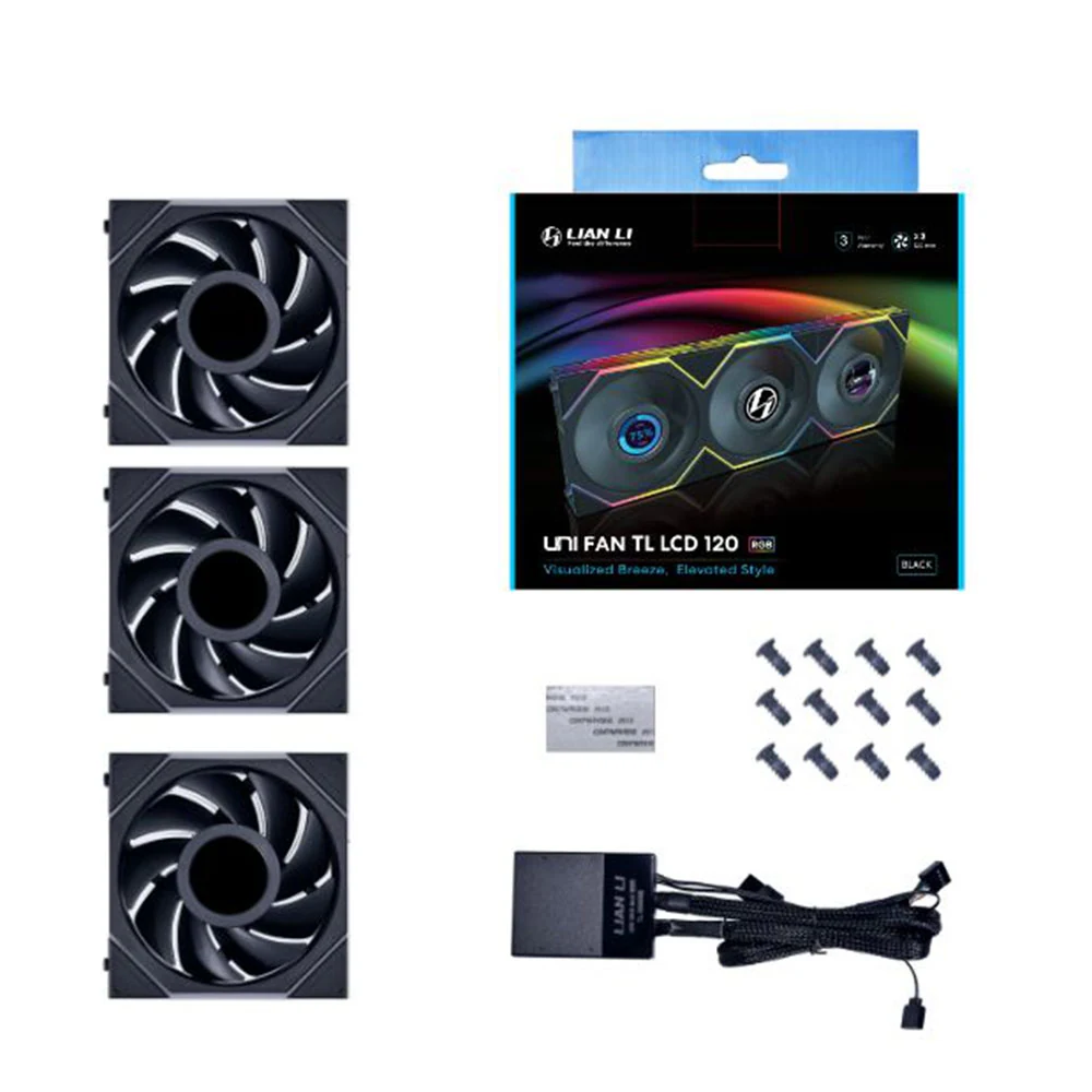 Fan LIAN LI UNI FAN TL LCD 120 Triple Pack - Black - ARGB - New
