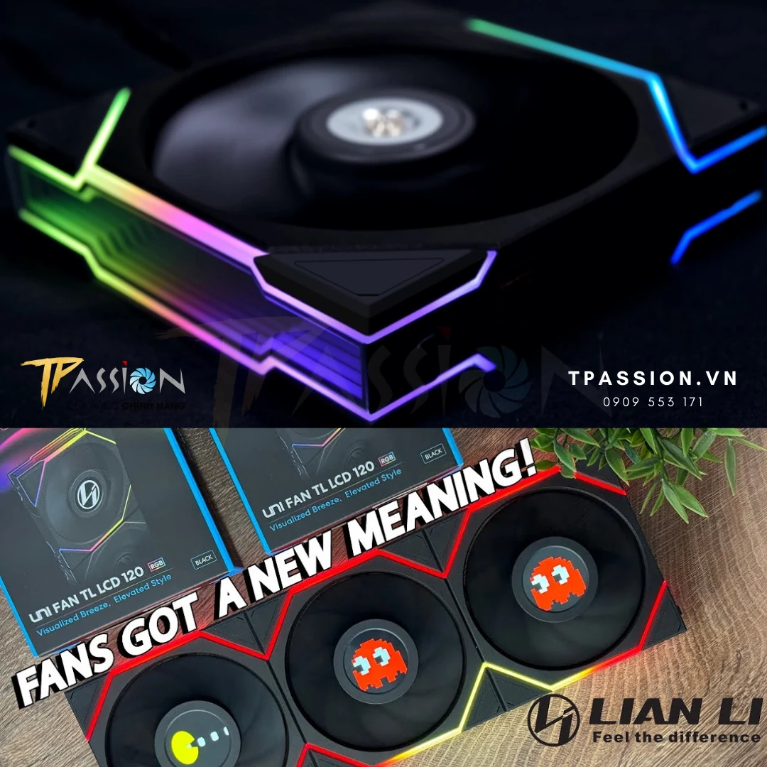 Fan LIAN LI UNI FAN TL LCD 140 Single Pack - Black - ARGB - New