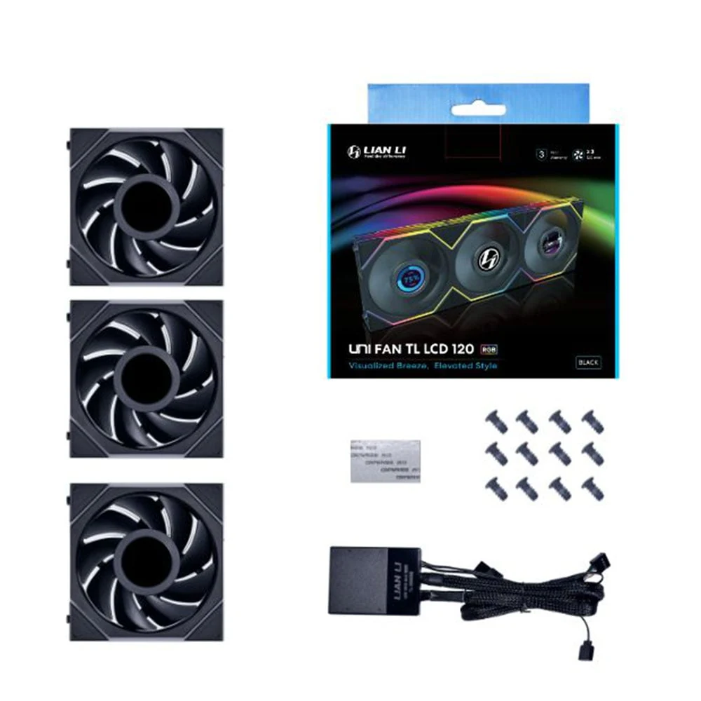 Fan LIAN LI UNI FAN TL LCD Wireless 120 Triple Pack - White - ARGB - New