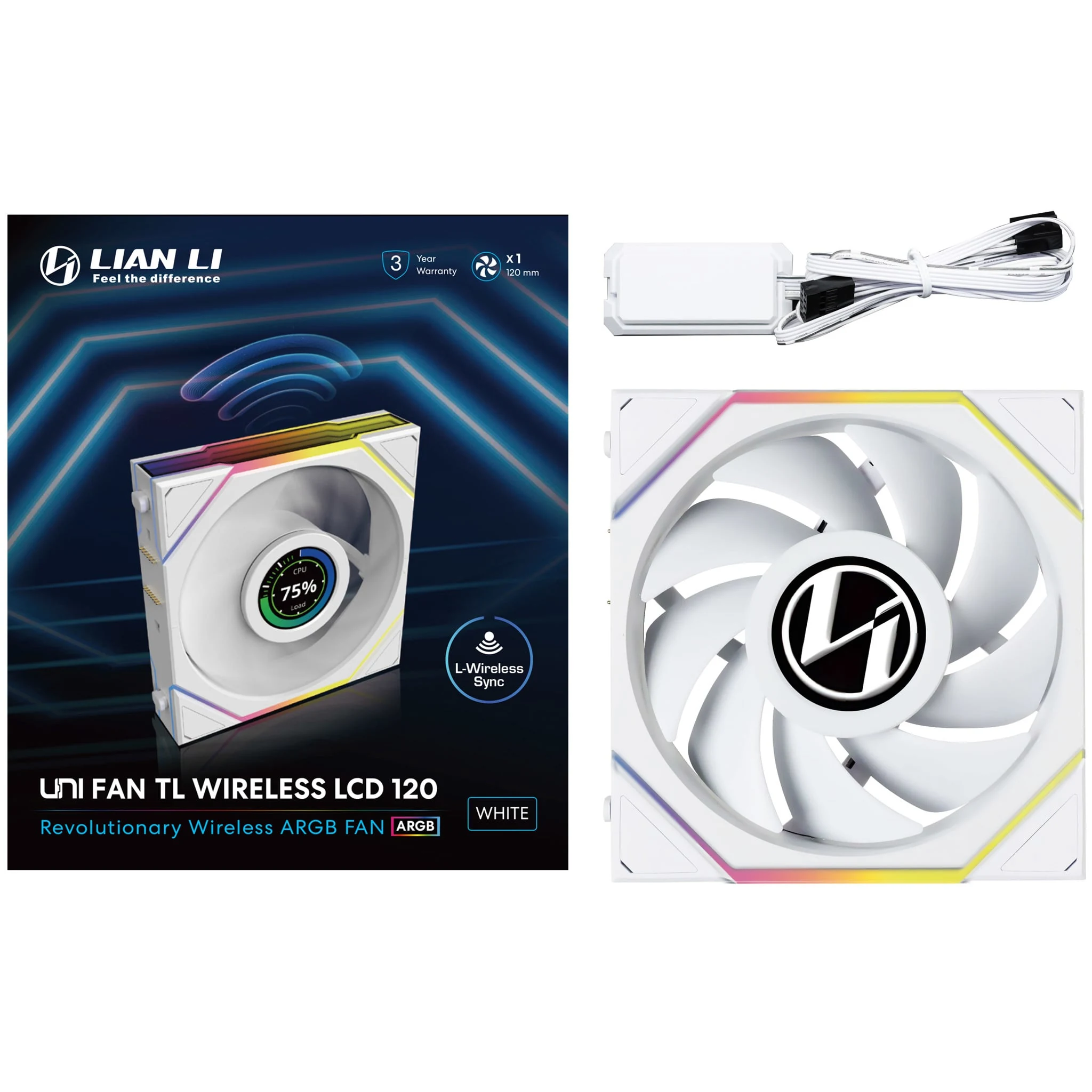 Fan LIAN LI UNI FAN TL Wireless 120 Single Pack - White - ARGB - New