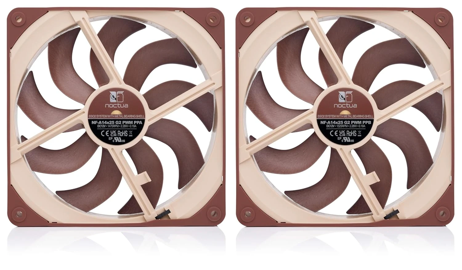 Fan Noctua NF-A12x25 G2 PWM Sx2-PP Dual Pack - Brown/Beige - PWM - New