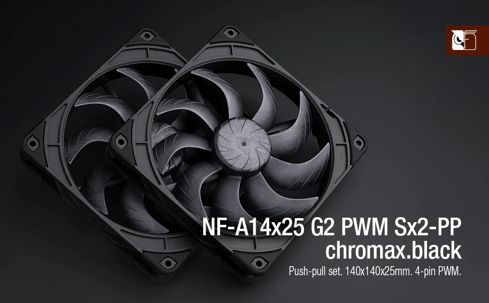 Fan Noctua NF-A14x25 G2 PWM Sx2-PP Dual Pack chromax.black - Black - PWM - New