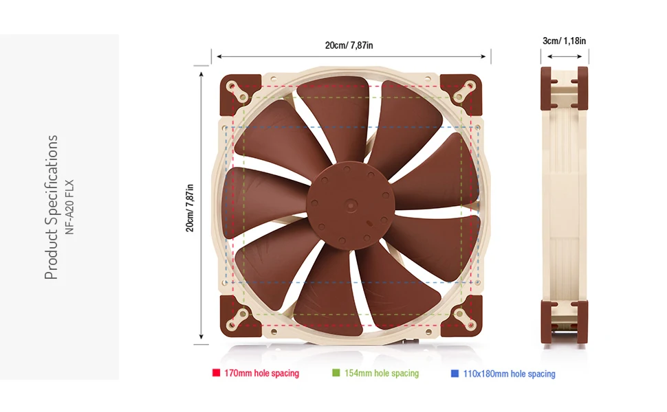 Fan Noctua NF-A20 FLX - Brown/Beige - 3 Pin - New