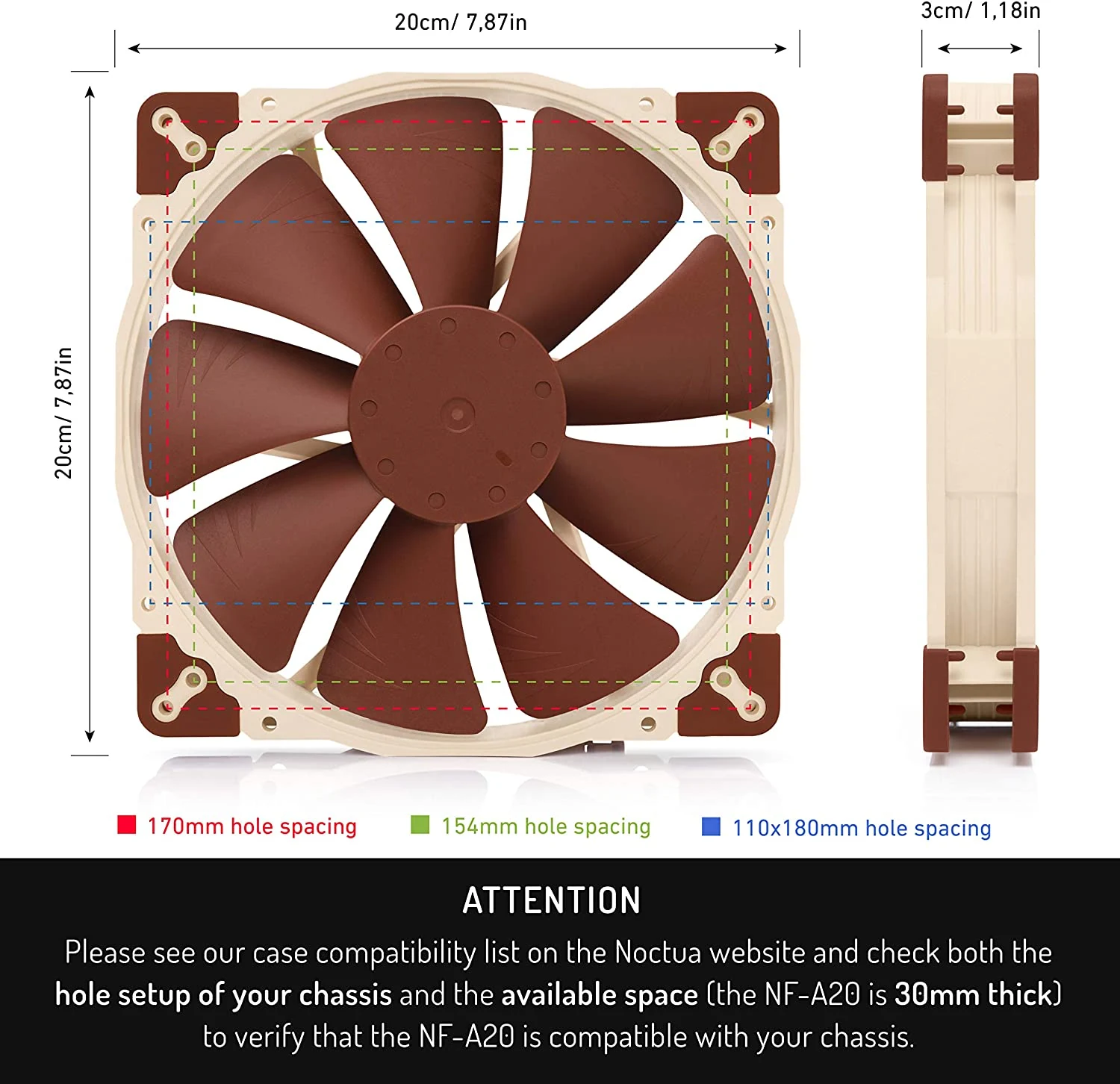 Fan Noctua NF-A20 PWM - Brown/Beige - PWM - New