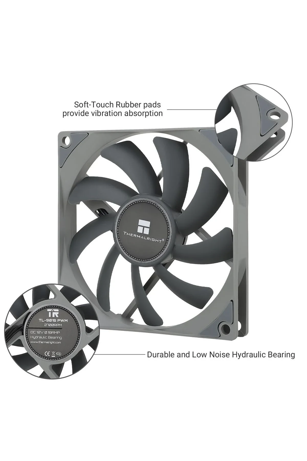 Fan Thermalright TL-9015 - Black - PWM - New