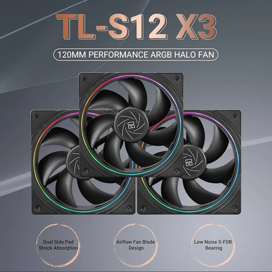 Fan Thermalright TL-B12-S X3 Triple Pack - Black - ARGB - New