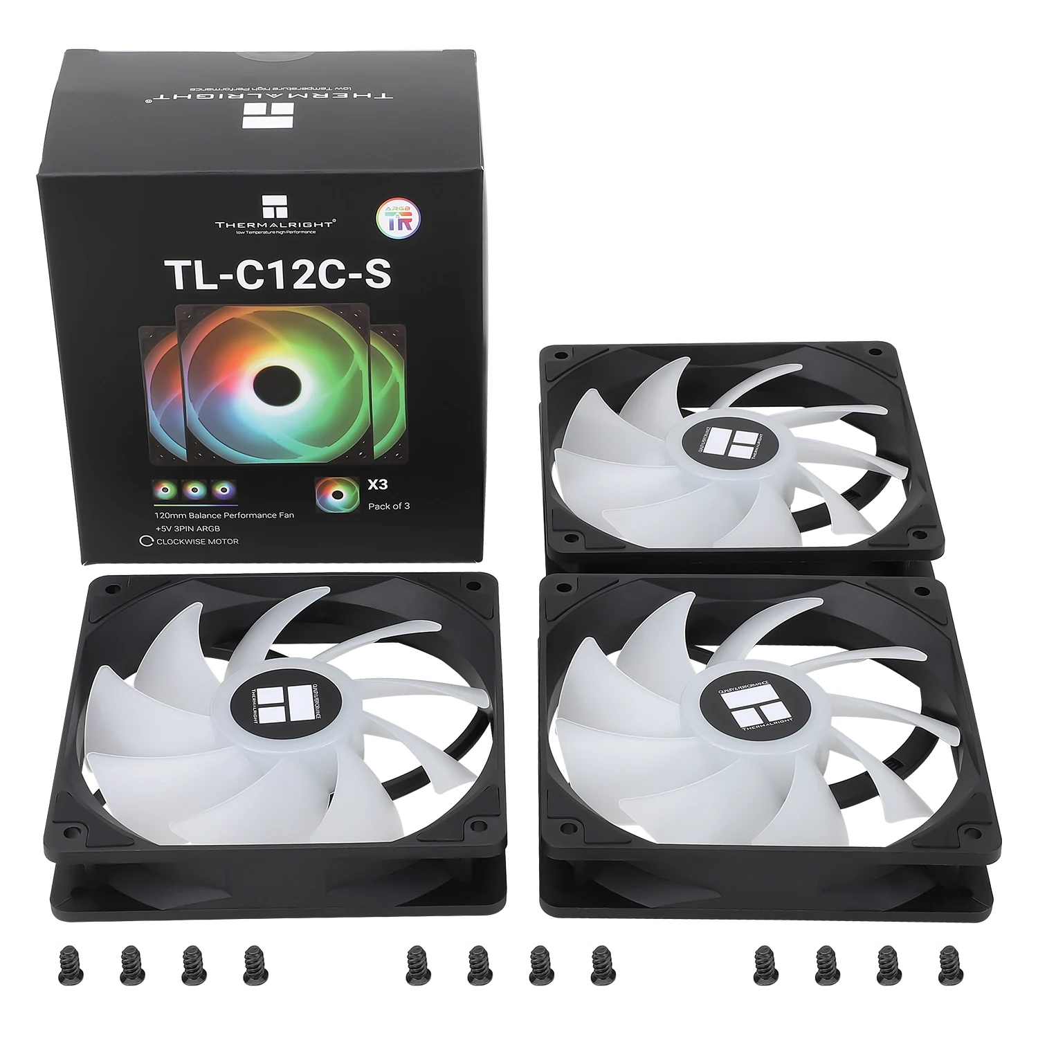 Fan Thermalright TL-C12-S X3 Triple Pack - Black - ARGB - New