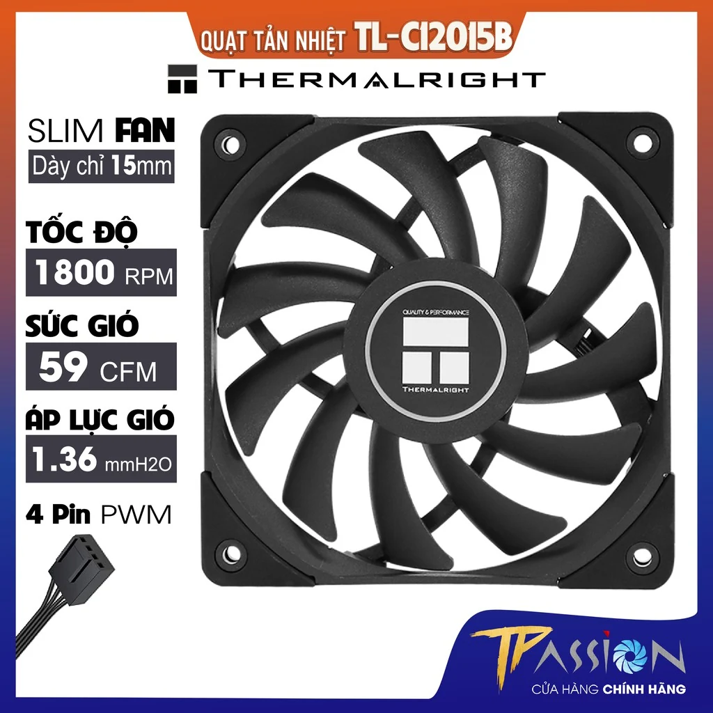 Fan Thermalright TL-C12015B - Black - PWM - New