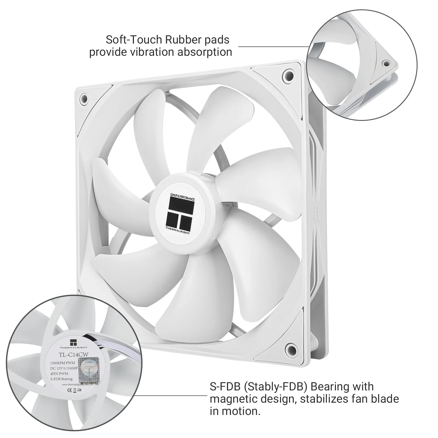 Fan Thermalright TL-C14CW - White - PWM - New