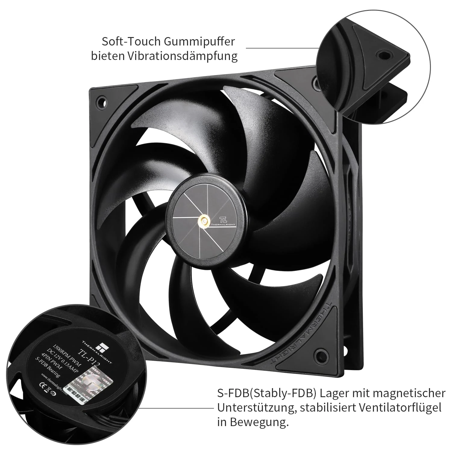 Fan Thermalright TL-P12 - Black - PWM - New