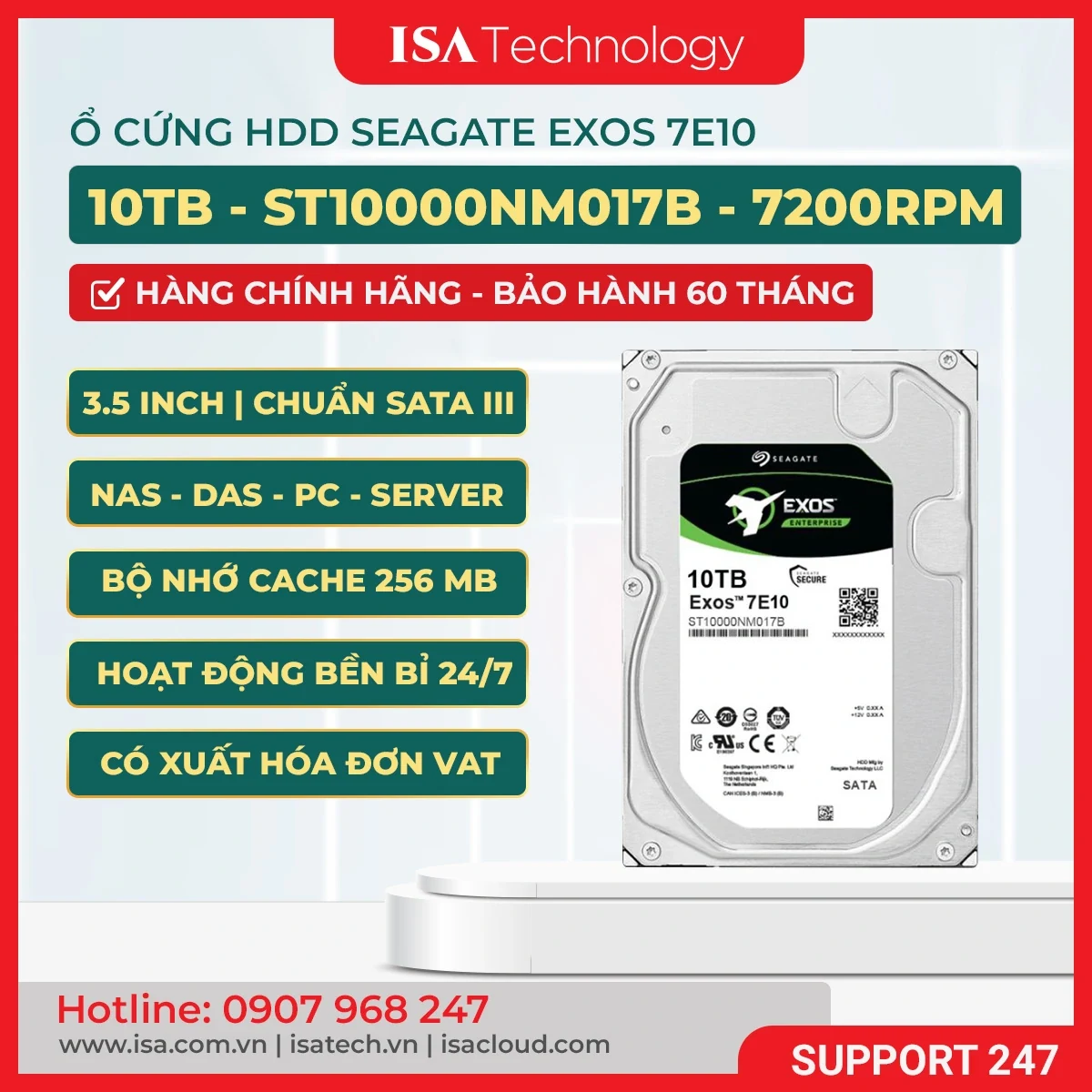 HDD Seagate Exos 7E10 10TB 3.5 inch - ST10000NM017B