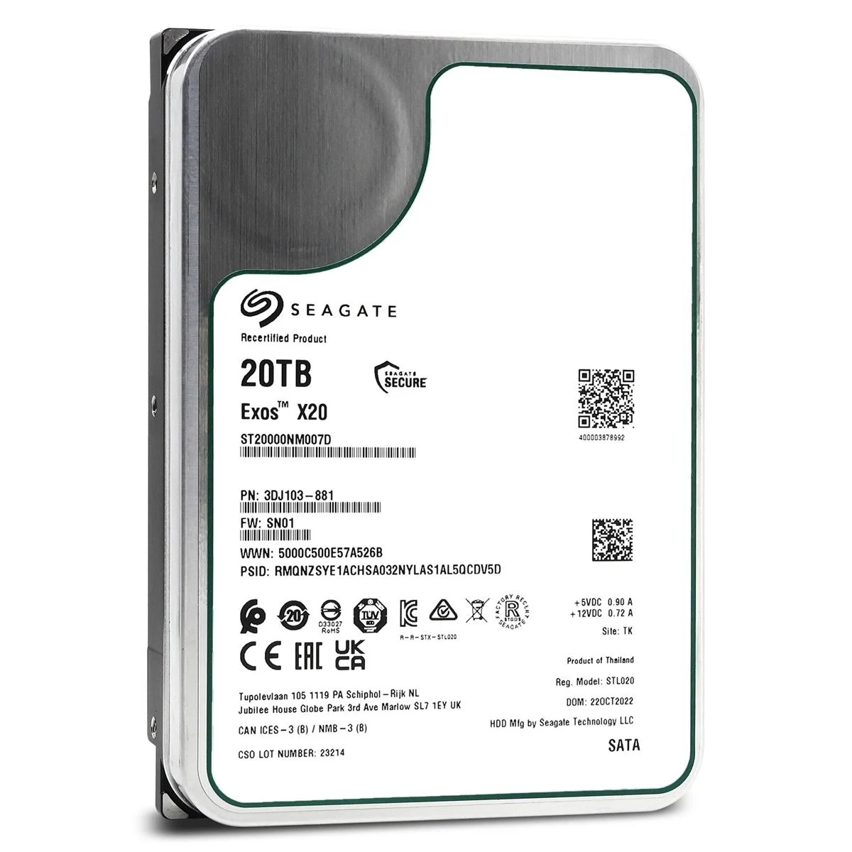 HDD Seagate Exos X20 20TB 3.5 inch - ST20000NM007D