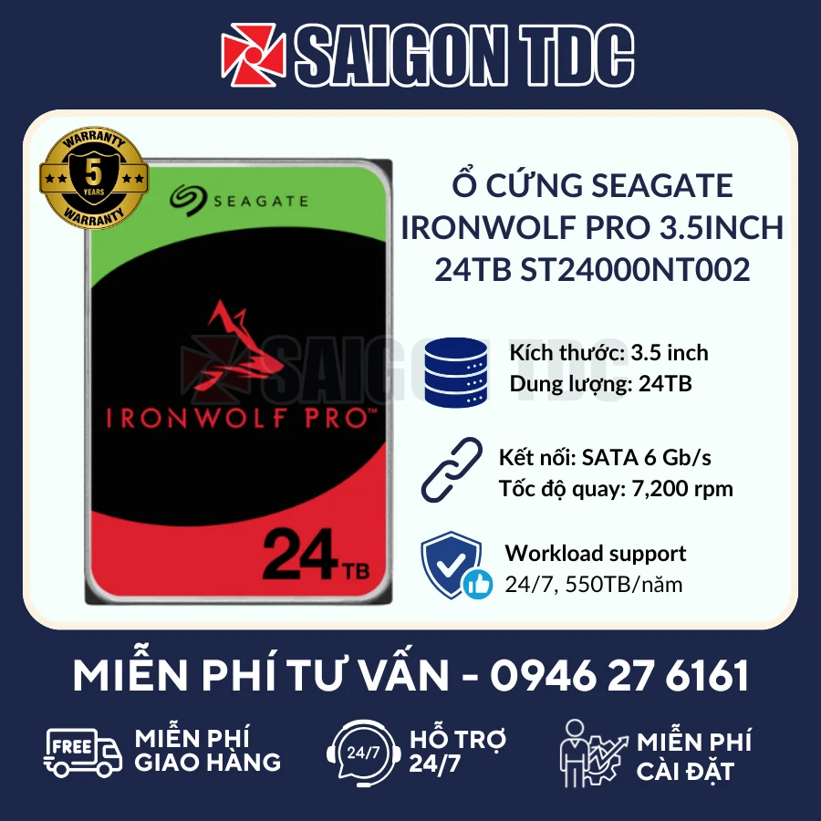 HDD Seagate IronWolf Pro 24TB 3.5 inch - ST24000NT002