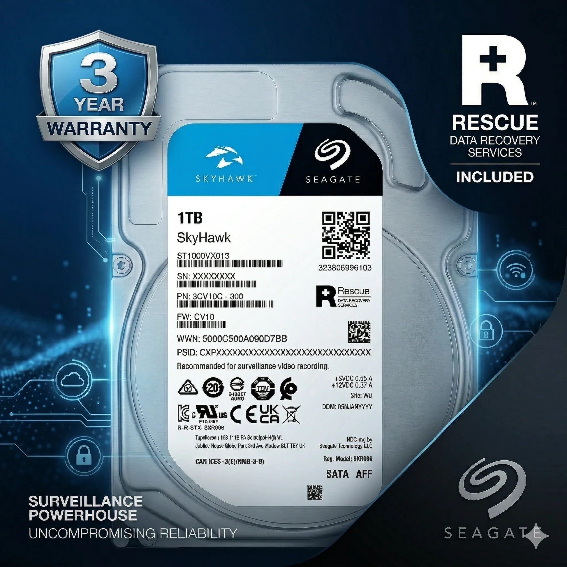 HDD Seagate SkyHawk 1TB 3.5 inch - ST1000VX013