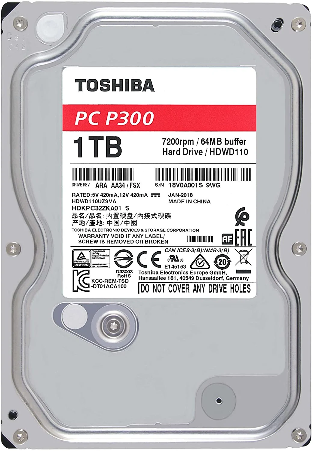 HDD Toshiba P300 1TB 3.5 inch - HDWD110UZSVA