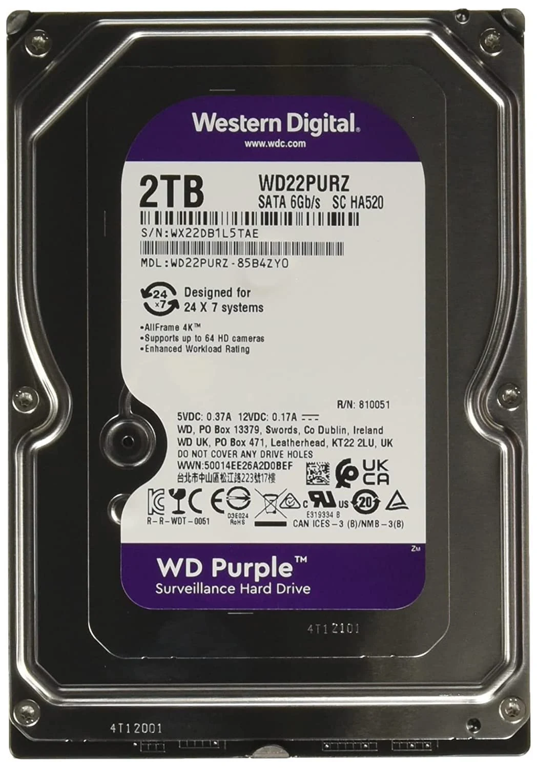 HDD WD Purple 2TB 3.5 inch - WD22PURZ
