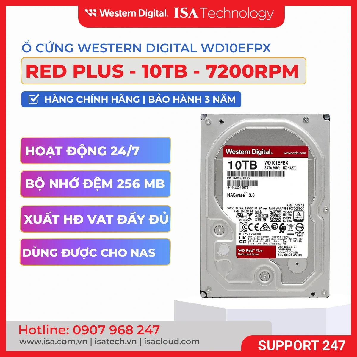 HDD WD Red Plus 10TB 3.5 inch - WD100EFGX