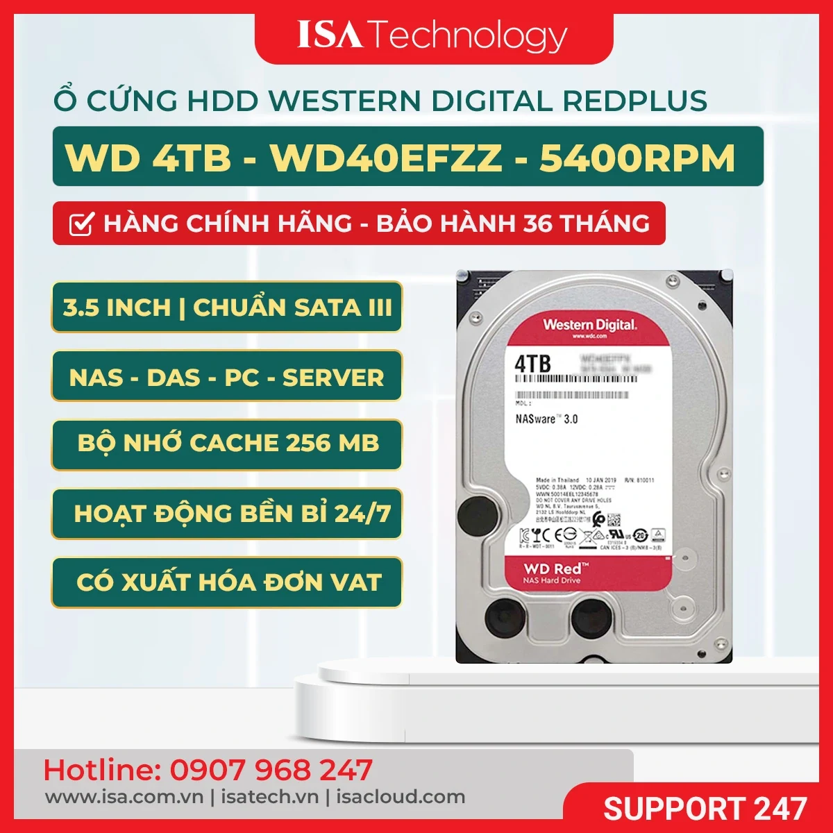 HDD WD Red Plus 4TB 3.5 inch - WD40EFPX