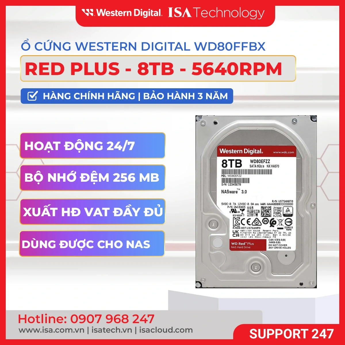HDD WD Red Plus 8TB 3.5 inch - WD80EFPX