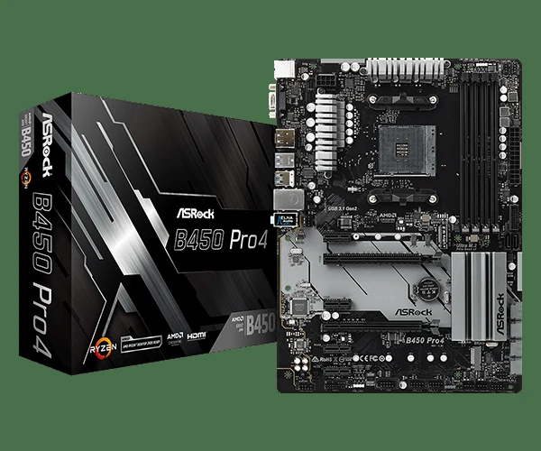 Mainboard ASRock B450 Pro4 - AM4 - NEW