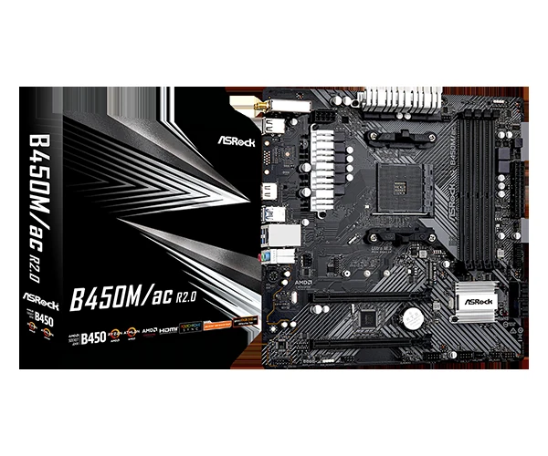 Mainboard ASRock B450M/ac R2.0 - AM4 - NEW