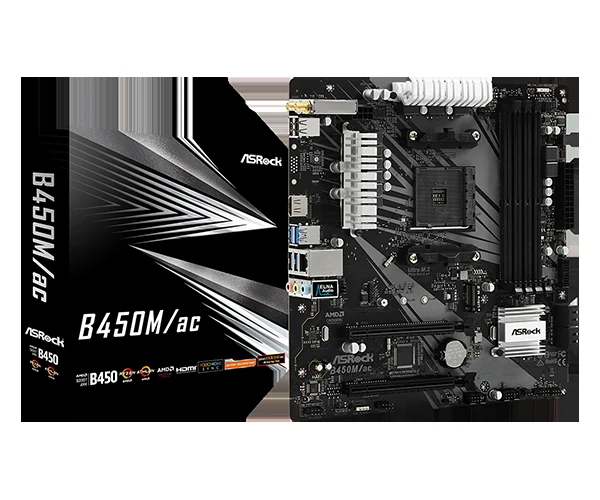 Mainboard ASRock B450M/ac R2.0 - AM4 - NEW