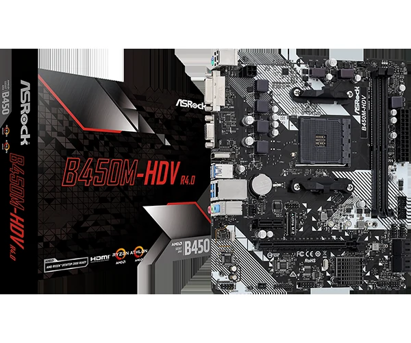 Mainboard ASRock B450M-HDV R4.0 - AM4 - NEW