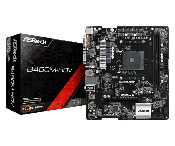 Mainboard ASRock B450M-HDV R4.0 - AM4 - NEW