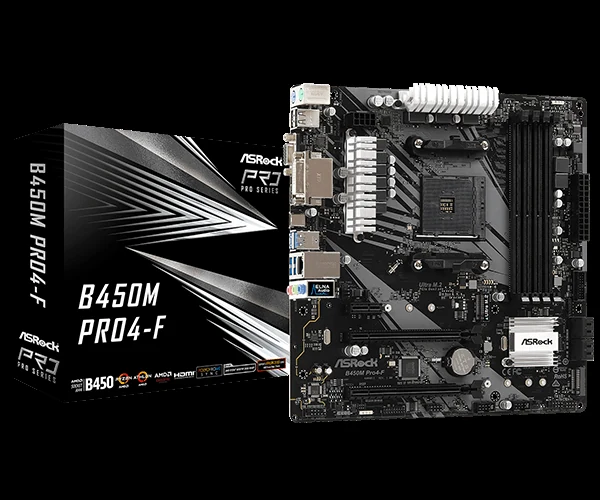 Mainboard ASRock B450M Pro4-F - AM4 - NEW