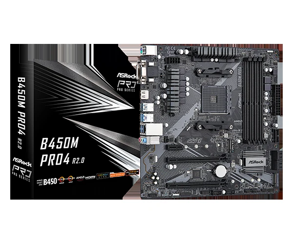 Mainboard ASRock B450M Pro4 R2.0 - AM4 - NEW