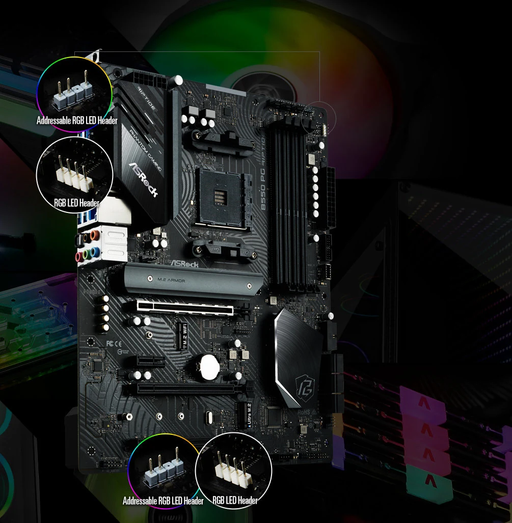 Mainboard ASRock B550 PG Riptide - 4 Khe RAM DDR4 - AM4 - NEW