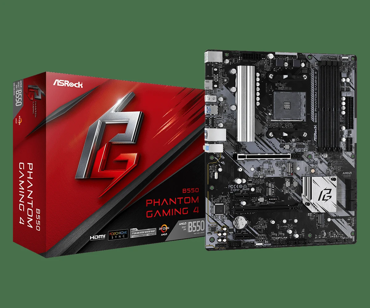 Mainboard ASRock B550 Phantom Gaming 4 - 4 Khe RAM DDR4 - AM4 - NEW