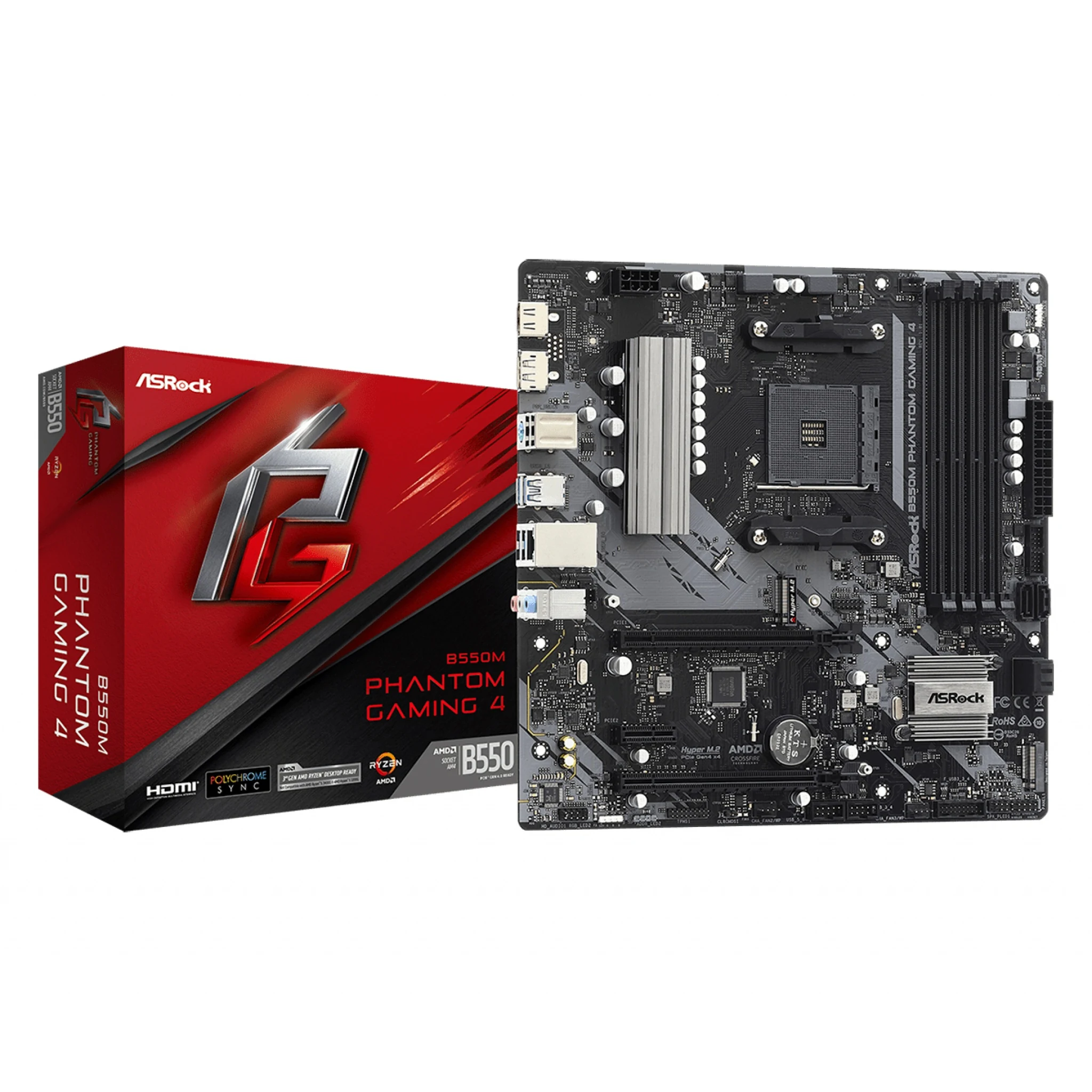 Mainboard ASRock B550 Phantom Gaming 4 - 4 Khe RAM DDR4 - AM4 - NEW